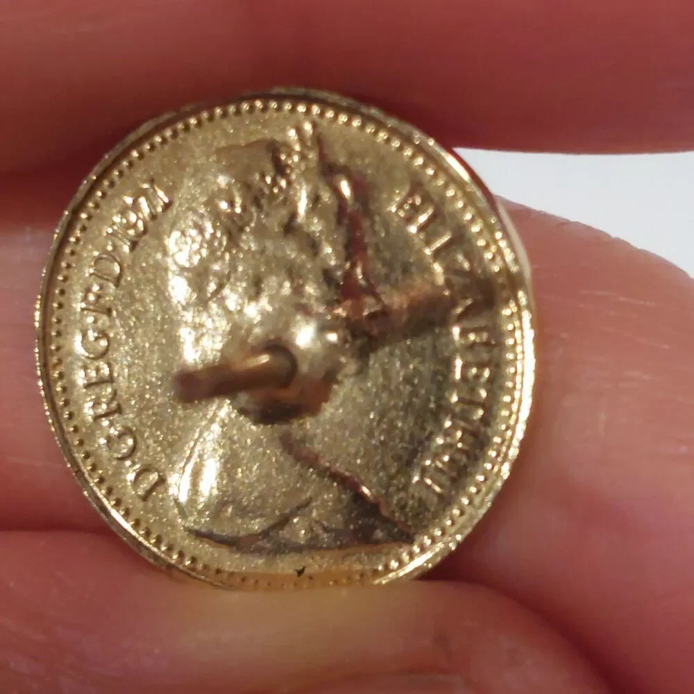 Tie Tack Pin Made With British 1/2 New Penny coin from 1971.